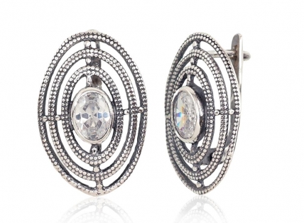 Silver earrings with english lock. Photo Nr. 1