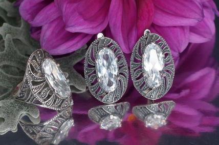 Silver earrings with english lock. Photo Nr. 2