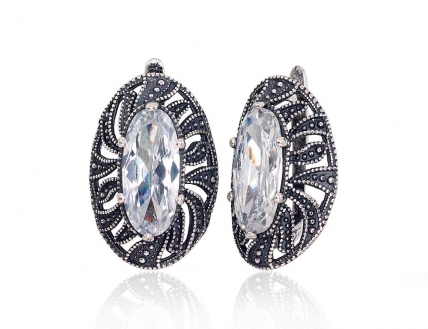 Silver earrings with english lock. Photo Nr. 1