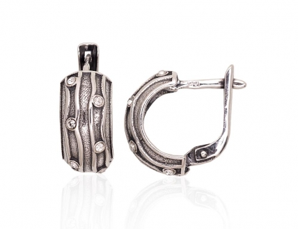 Silver earrings with english lock. Photo Nr. 1