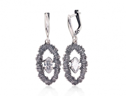 Silver earrings with english lock. Photo Nr. 1